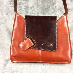 Vintage L'Artigiano Italian Leather Crossbody Bag Brown Two Tone